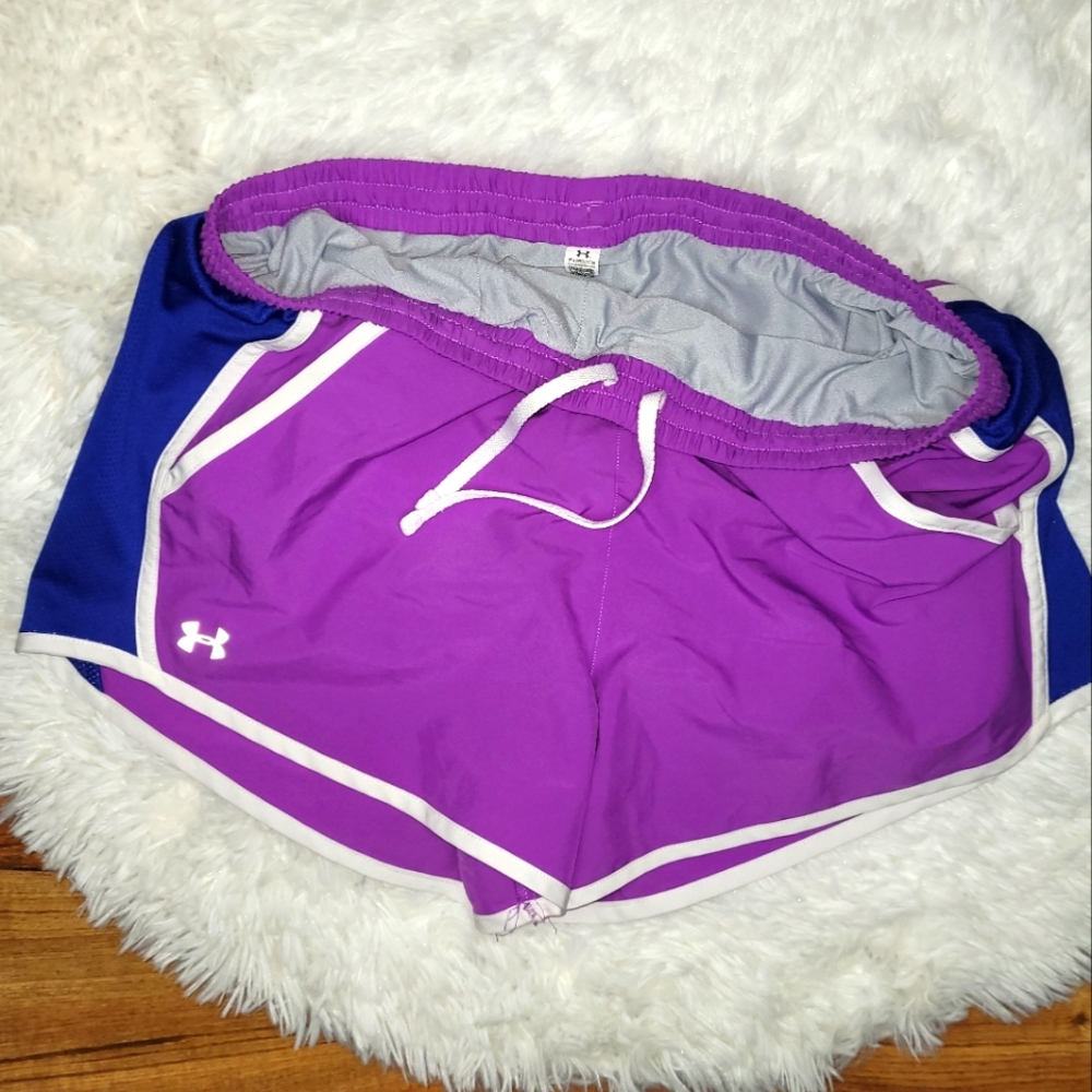 🏃♀️Under Armour womens purple & navy blue jogging running shorts with p - Picture 14 of 14